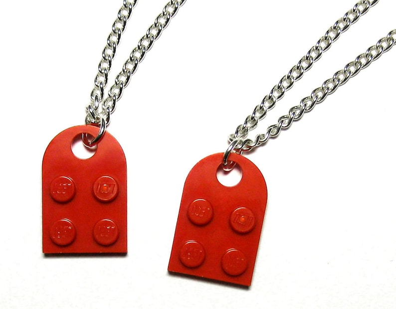 Heart Necklace Set Made with Authentic LEGO® Bricks 100% Stainless Steel Matching Friendship Necklaces, Gift for Couples, Best Friends image 4
