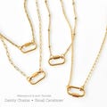 18K Gold Carabiner Necklace, Anti-Tarnish WATERPROOF, Oval Charm Holder, Layering Dainty Minimalist Chains Plated, Choose Custom Length