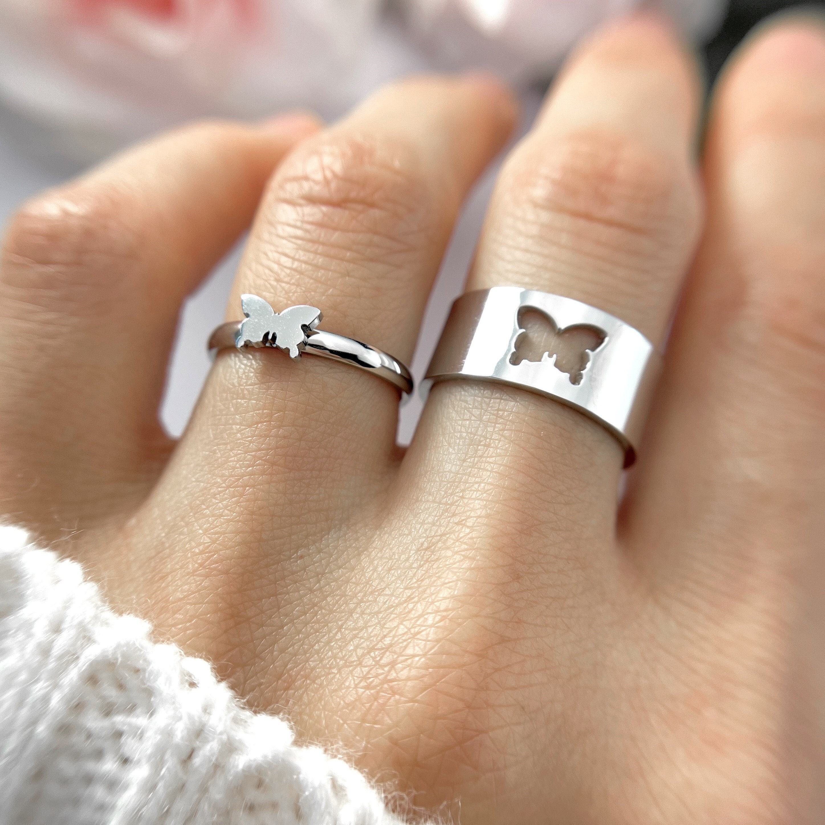  TYSO Matching Butterfly Rings 925 Sterling Silver I Love You  Forever Engagement Wedding Ring Band Sets His and Hers Promise Rings for  Couples Valentines Day Jewelry: Clothing, Shoes & Jewelry