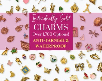 Dijes individuales separados, resistentes al agua y al deslustre, de oro de 18 quilates. Añade un dije para collares y pulseras personalizados, joyería a medida. Crea tu propio diseño.