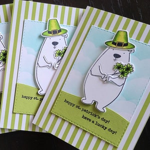 Carte de la Saint-Patrick, carte Shamrock, carte Passez un jour de chance, ours irlandais