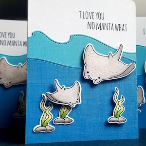 Verjaardagskaart voor scuba-duiker, Manta Ray Lover-kaart, valentijnscadeau voor man, I Love You-kaart voor snorkelaar