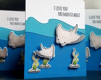 Carte d'anniversaire raie manta : cadeau de la Saint-Valentin pour plongeur