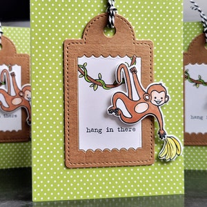 Carte suspendue, carte d'encouragement de singe, rétablissement rapide, thème de la jungle Une pensée pour vous saluer, sympathie