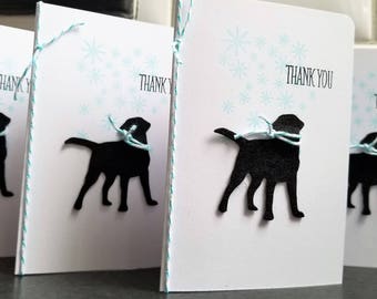 Black Labrador Thank You Cards Set of 4, Lab Thank You Notes, Winter Thank You Notes, Dog Lover Gift, Labrador Retriever Gift