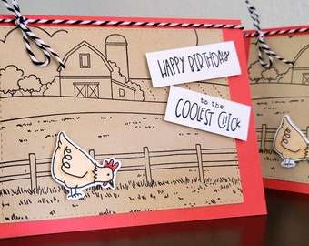 Tarjeta de cumpleaños de gallina para la chica más genial