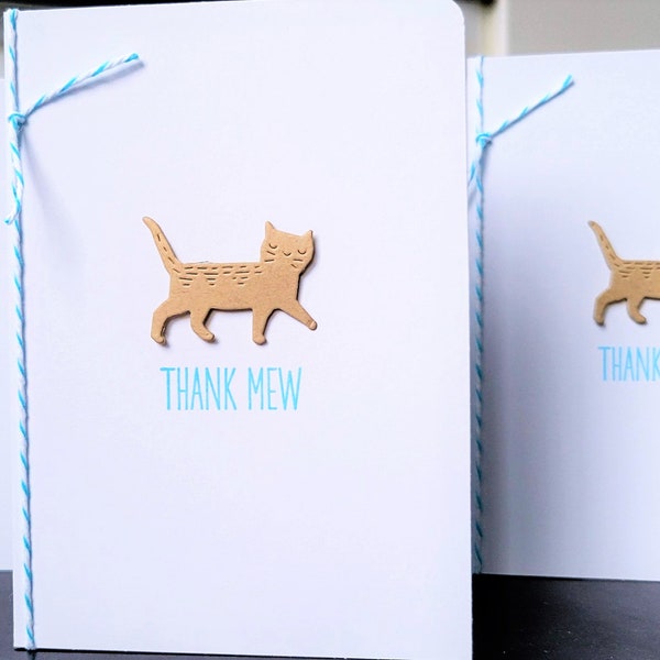 Cat Thank You Cards Set of 5, Kitty Thank You Notes, Greeting Cards for Cat Lover, Thank Mew, Cat Stationery