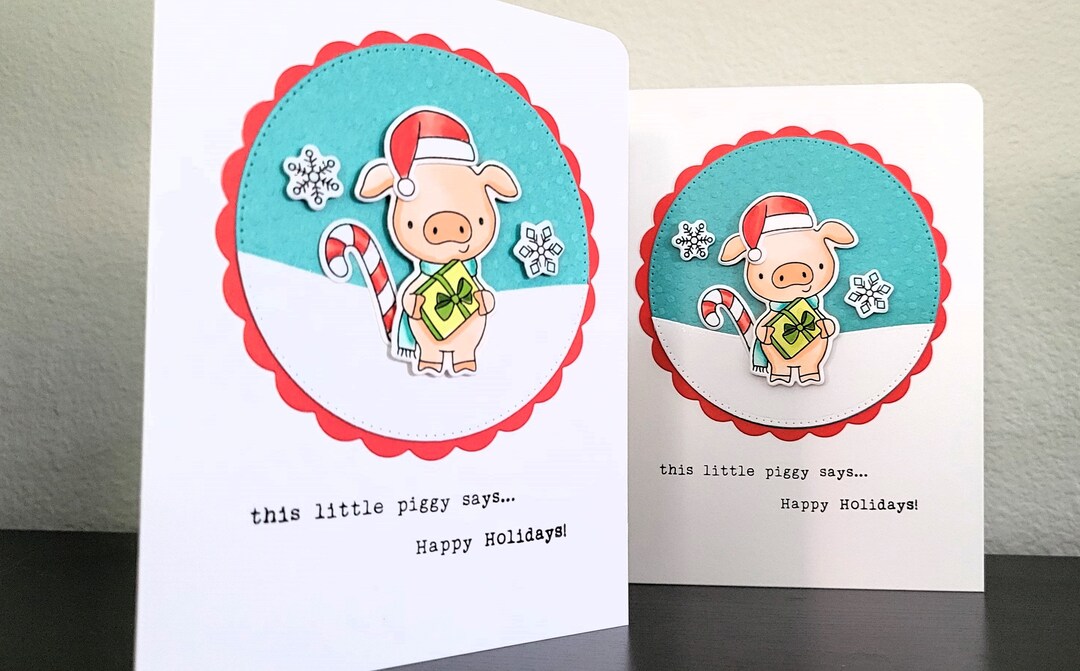 Piggy Holiday Card, Christmas Card for Farmer, This Little Piggy Says - Etsy