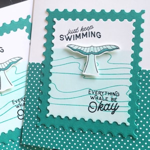 Tarjeta de aliento de ballenas, tarjeta de felicitación de apoyo a los amantes del océano, pensando en ti, tarjeta de recuperación para buceadores