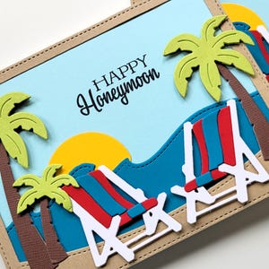 Carte de lune de miel heureuse, cadeau de mariage, carte de bon voyage, félicitations pour votre mariage, cadeau de lune de miel à la plage, carte de mariage à destination