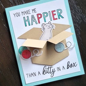 Carte d'anniversaire de chat, carte de Saint-Valentin chat, carte d'amour de chat, cadeau d'amant de chaton, carte de Saint-Valentin, carte d'amitié pour mari, petit ami