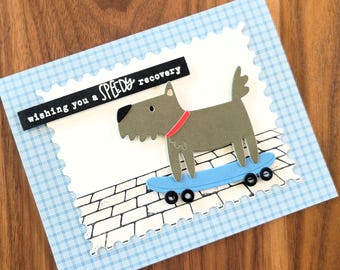 Get Well Card: Terrier Dog Skateboarder - Speedy Recovery