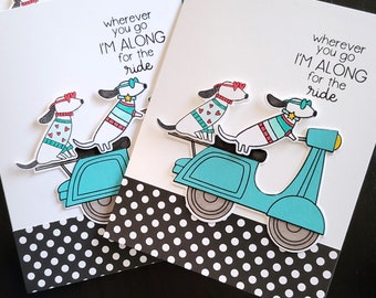 Dachshund Valentine, Doxie Anniversary Card, Sausage Dog Gift, Vespa Card