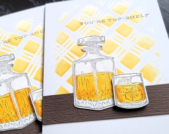 Thank You Card for Whiskey Lover, You're Top Shelf, Whisky Birthday Card, Bourbon Lover Gift