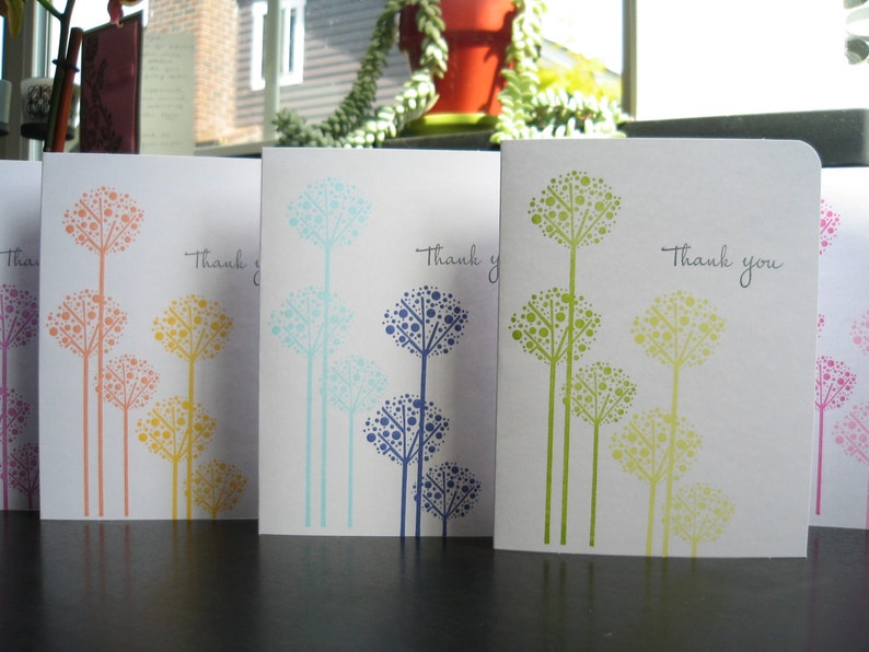 Thank You Cards Set of 5, Allium Flowers, Wedding Thank You Notes, Baby Shower Thank You Greeting Cards image 3