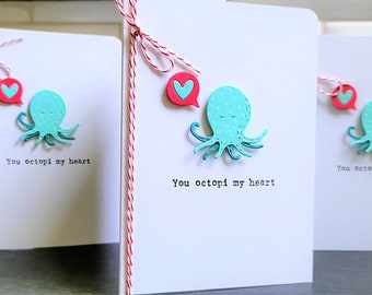 Octopus Anniversary Card for Scuba Diver, Valentine Card for Snorkeler, Ocean Lover Gift