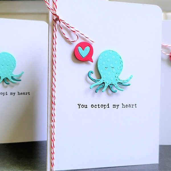 Octopus Anniversary Card for Scuba Diver, Valentine Card for Snorkeler, Ocean Lover Gift