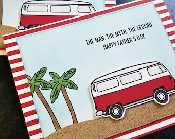 Hippy Father's Day Card, VW Bus Lover Dad's Day Card, Volkswagen Bus Gift, VW Vanagon