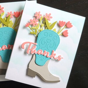Cowboy Boot Danke Karte, Floral Dankeschön Hinweis für Girl vom Lande, Line Dancing Geschenk
