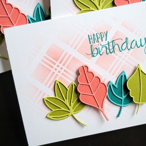 Modern Floral Birthday Card, Fall Leaves