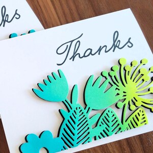 Floral Thank You Cards Set of 2, Modern Floral Thank You Notes, Flower Stationery Set