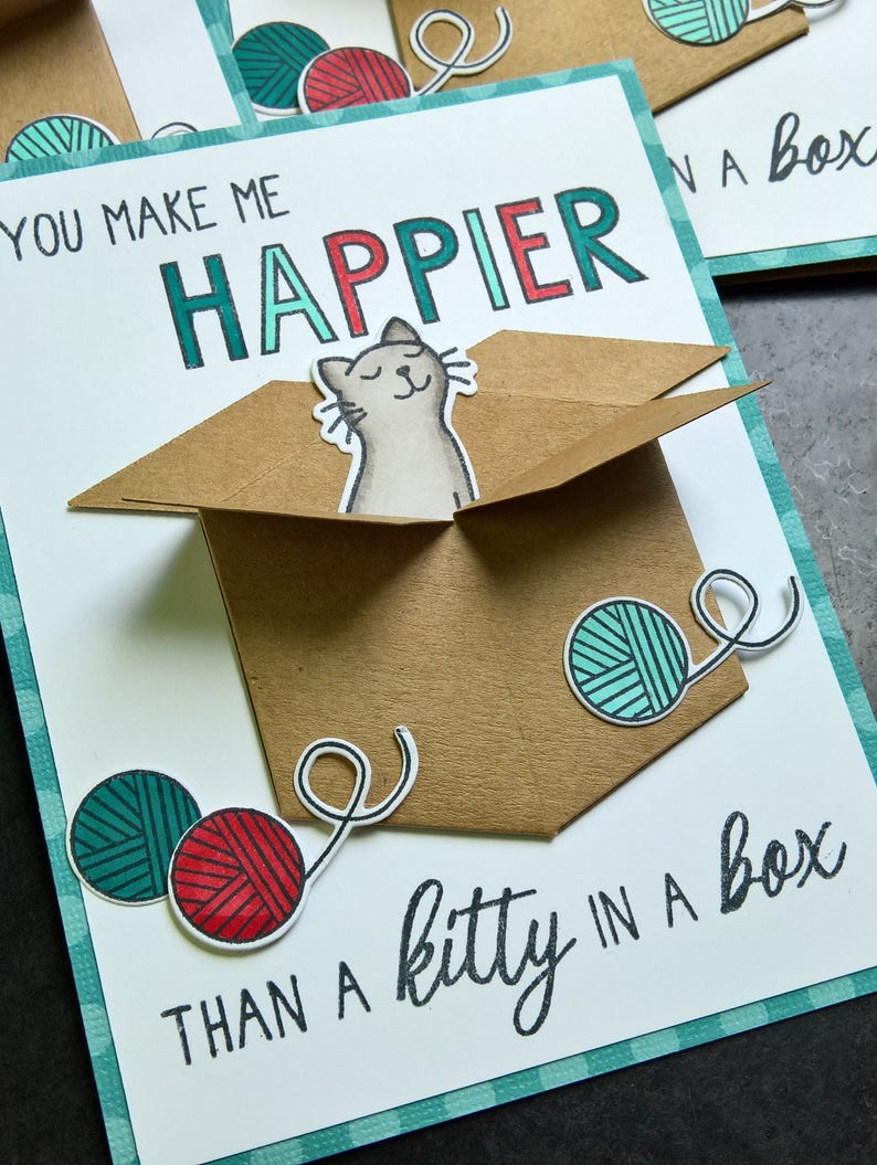 Cat Valentine Card Friendship Card for Husband Boyfriend Valentine/'s Day Card Cat Love Card Cat Anniversary Card Kitty Lover Gift
