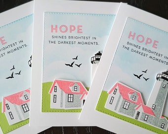 Hope Encouragement Card for Sailor, Lighthouse Gift, Ocean Lover Motivational Greeting Card, Cancer Recovery Gift
