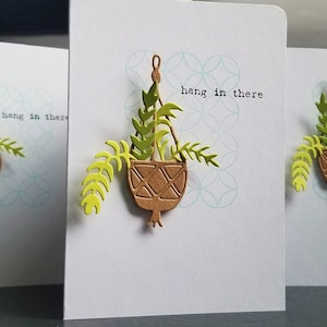 Carte d'encouragement suspendue, rétablissement rapide, carte de voeux pensez-vous à vous, cadeau de sympathie pour le jardinier, plante suspendue