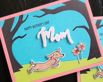 Dachshund Mother's Day Card for Dog Mom, Wiener Dog Mom's Day Gift, Sausage Dog Greeting Card for Mother, Doxie Lover Card for Mama