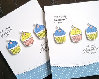 Cupcake Birthday Card, B-Day Greeting Card for Baker