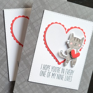Kitty Anniversary Card, Cat Valentine Greeting Card, Cat Lover Gift, I Love You Card, Nine Lives