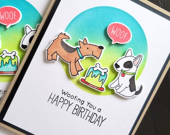 Airedale Dog Birthday Card, Bull Terrier B-Day Card, Terrier Dog Lover Gift