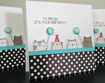 Cat Birthday Card, Kitty Lover Greeting Card, Cat Mom Gift
