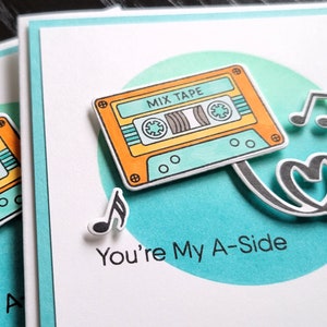 Mixtape Anniversary Card, Cassette Tape Gift for Music Lover, Retro Music Card, 1980s Music Valentine, You're My A-Side