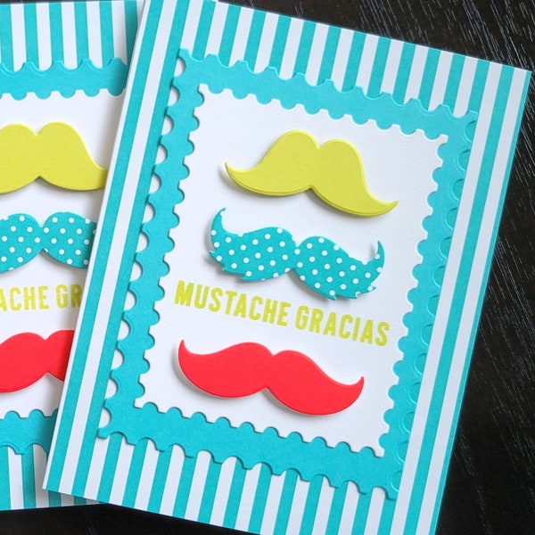 Mustache Thank You Card for Guys, Barber Gift, Spanish Thank You Note, Mustache Gracias