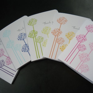 Thank You Cards Set of 5, Allium Flowers, Wedding Thank You Notes, Baby Shower Thank You Greeting Cards image 1