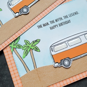 VW Geburtstagskarte, Volkswagen Liebhaber Karte, VW Van Grußkarte für Hippy, Vanagon, Happy Birthday Card, The Man, The Myth, The Legend