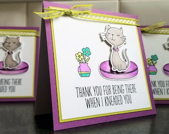 Cat Thank You Note, Kitty Friendship Card, Cat Lover Stationery, Funny Kitten Card