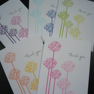 Thank You Cards Set of 5, Allium Flowers, Wedding Thank You Notes, Baby Shower Thank You Greeting Cards image 4