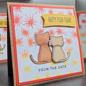 Cat Birthday Card, Kitty Lover Greeting Card, Happy Purrthday from the Cats, Kitten Gift