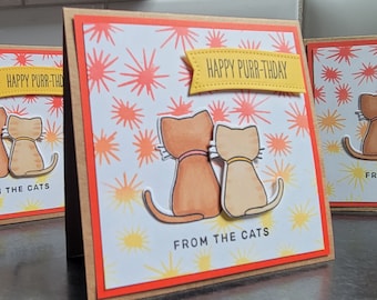 Cat Birthday Card, Kitty Lover Greeting Card, Happy Purrthday from the Cats, Kitten Gift