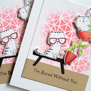 Carte de Saint-Valentin Kitty, carte de voeux d'anniversaire de chat, cadeau pour amoureux des chats, carte Je t'aime pour amoureux des félins, vétérinaire, s'ennuyer sans vous