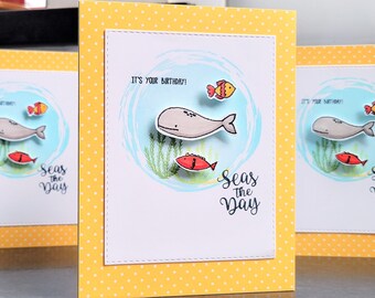 Birthday Card for Ocean Lover, Birthday Gift for Diver, Card for Fisherman, Seas the Day