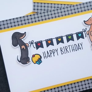 Tarjeta de cumpleaños de perro salchicha, tarjeta de cumpleaños de perro salchicha, regalo de feliz cumpleaños para mamá o papá perro, Doxie negro y tostado