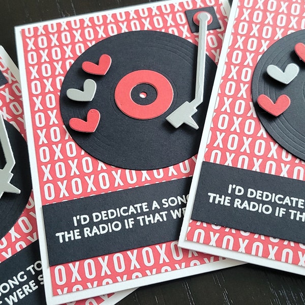 Retro Vinyl Record Valentine Card, Anniversary Card for Music Lover, Turntable Card, I'd Dedicate a Song to You