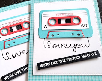 Mixtape Valentine Card, Retro Anniversary Card, 80s Music Lover Card, Cassette Tape Greeting Card