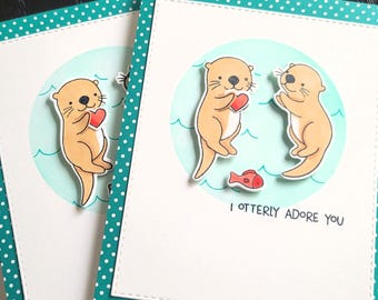 Otter Anniversary Card, Sea Otter Valentine Card, I Otterly Adore You