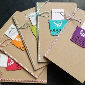 Juego de 5 tarjetas de agradecimiento para máquina de escribir, notas de agradecimiento