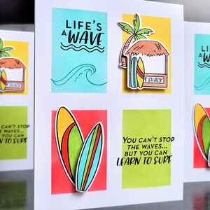 Cartão de incentivo ao surfista, cartão de felicitações de apoio ao amante do oceano, pensando em você, cartão de recuperação de praia