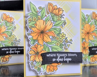 Floral Encouragement Card, Cancer Care Package, Sympathy Card, Mourning and Grieving, Thinking of You, Get Well Card, Divorce